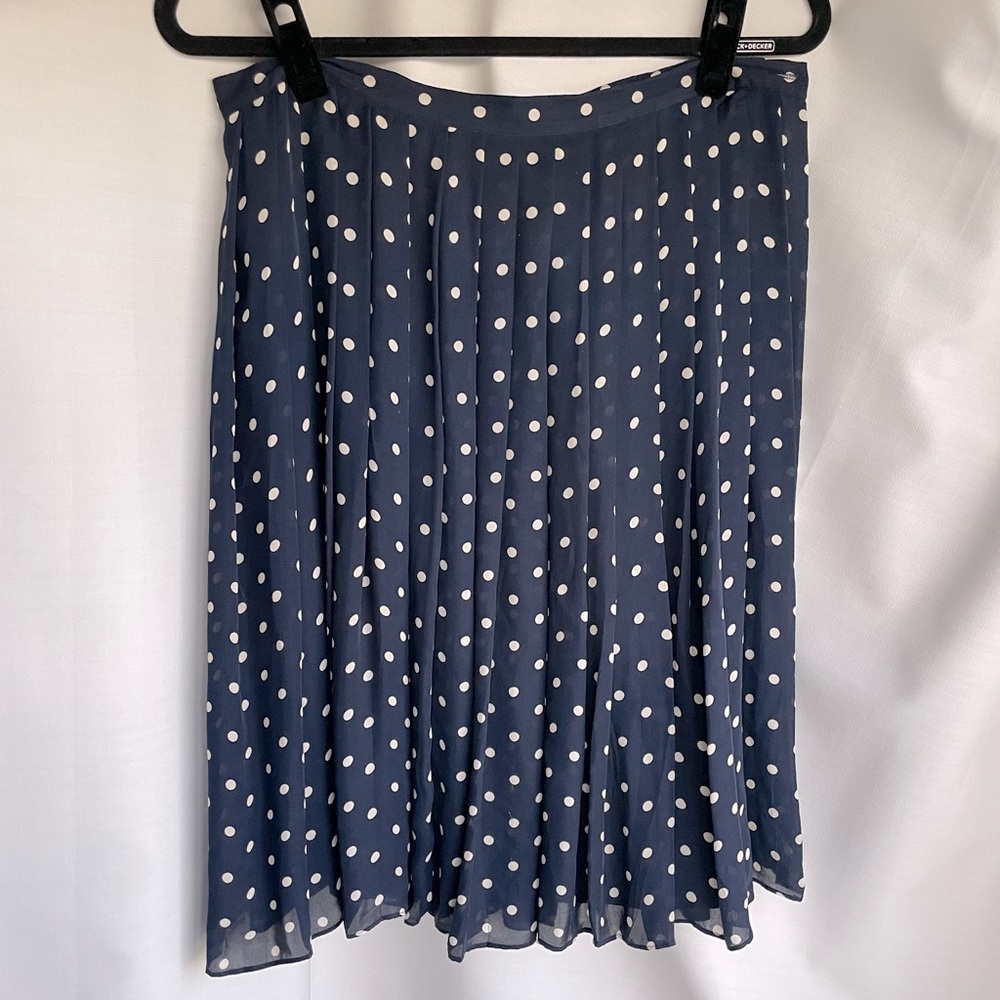 Vintage Ralph Lauren Pleated Navy and White Polka Dot Skirt